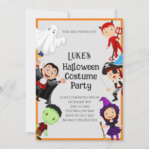 Niedliches Halloween Kid's Costume Party Einladung