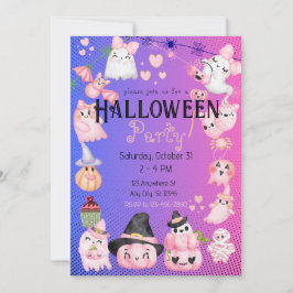 Niedliches Halloween Kids Halloween-Party Kawaii P Einladung