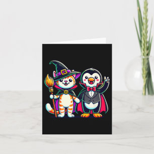 Niedliches Halloween Kids Pinguin Vampire Katze He Karte
