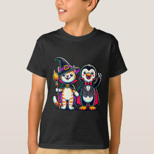 Niedliches Halloween Kids Pinguin Vampire Katze He T-Shirt