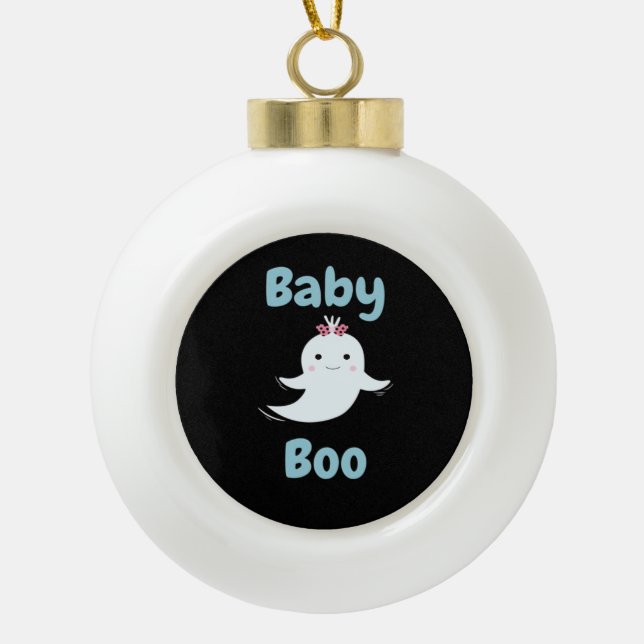 Niedliches Halloween-Kindergeschenk für Baby Boo Keramik Kugel-Ornament (Vorderseite)