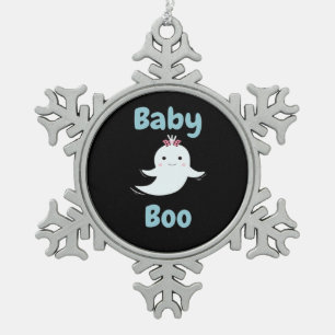 Niedliches Halloween-Kindergeschenk für Baby Boo Schneeflocken Zinn-Ornament