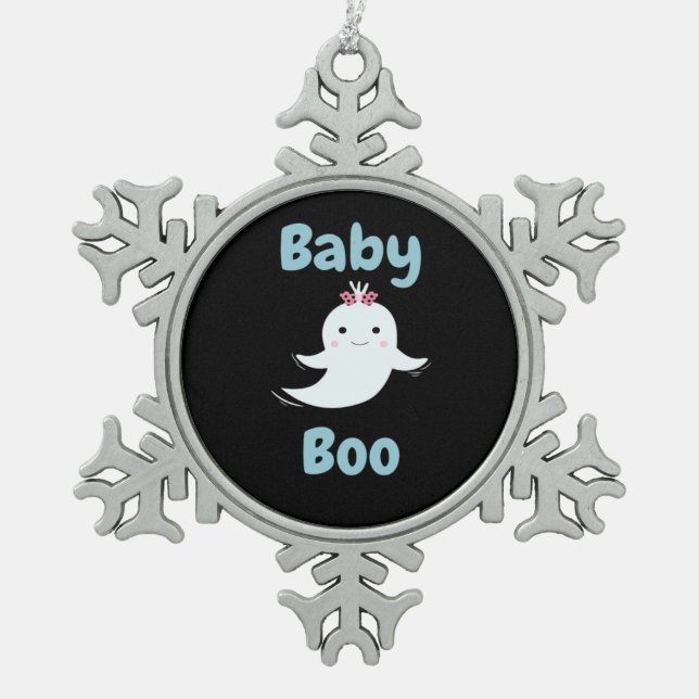 Niedliches Halloween-Kindergeschenk für Baby Boo Schneeflocken Zinn-Ornament (Vorderseite)