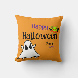 Niedliches Halloween Kissen mit Ghostie und Frosch