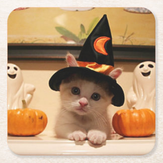 Niedliches Halloween-Kitten-Design Rechteckiger Pappuntersetzer