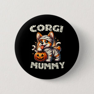 Niedliches Halloween Kostüm Welsh Corgi Mummy Hund Button
