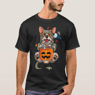 Niedliches Halloween-Kostüm Welsh Corgi Mummy Hund T-Shirt