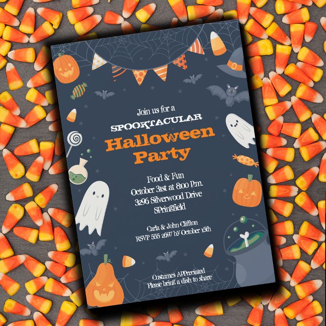 Niedliches Halloween-KostümParty Einladung (Cute Halloween Costume Party Invitations)