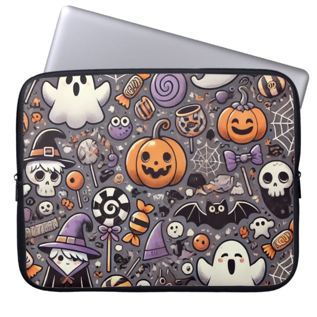 Niedliches Halloween-Laptop-Sieb Laptopschutzhülle (Vorderseite)