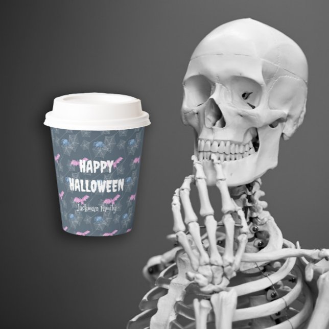 Niedliches Halloween mit Fledermäusen und Spinnen Pappbecher (Cute Halloween with bats and spiders Paper Cups
)