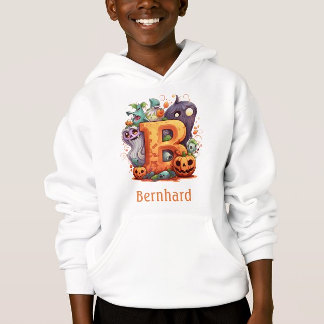 Niedliches Halloween Monogram Letter B Hoodie (Vorderseite)