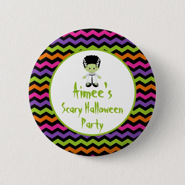 Niedliches Halloween-Monster-Girl-Halloween-Party Button (Vorderseite)