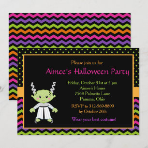Niedliches Halloween-Monster-Girl-Halloween-Party Einladung