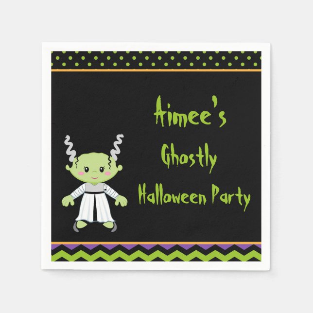 Niedliches Halloween-Monster-Girl-Halloween-Party Serviette (Vorderseite)