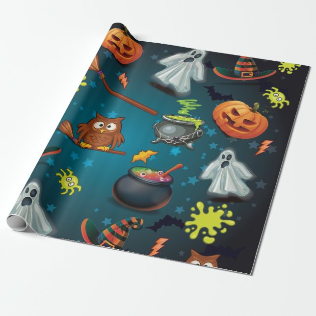 Niedliches Halloween-Muster Geschenkpapier (Ungerollt)