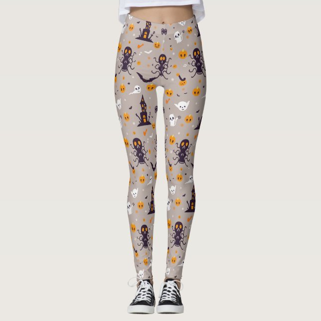 Niedliches Halloween-Muster Leggings (Vorderseite)