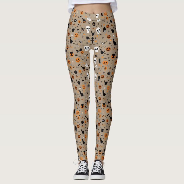 Niedliches Halloween-Muster Leggings (Vorderseite)