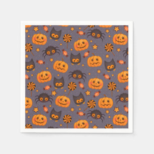 Niedliches Halloween-Muster Lila Hintergrund Serviette