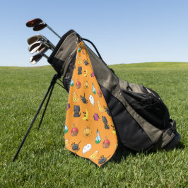 Niedliches Halloween-Muster mit orangefarbenem Hin Golfhandtuch