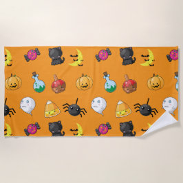 Niedliches Halloween-Muster mit orangefarbenem Hin Strandtuch