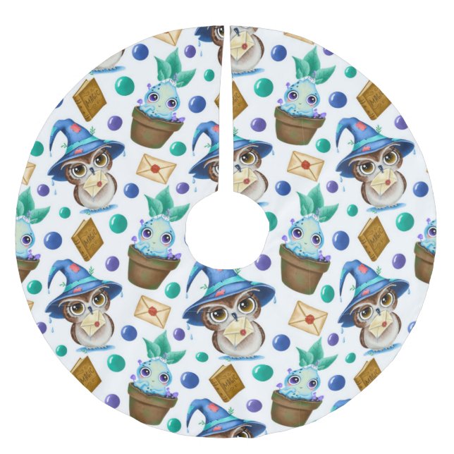 Niedliches Halloween-Muster Polyester Weihnachtsbaumdecke (Vorderseite)