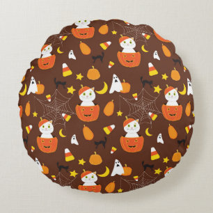 Niedliches Halloween-Muster Rundes Kissen