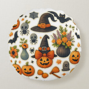 Niedliches Halloween Muster Rundkissen Rundes Kissen