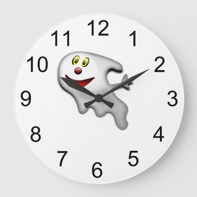 Niedliches Halloween Niedlich Ghost-Wall Große Wanduhr (Vorderseite)