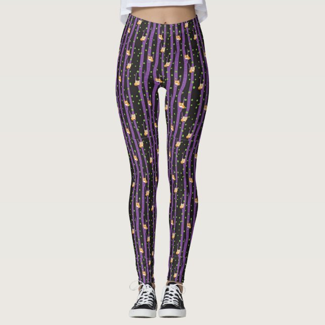Niedliches Halloween Night Owl Leggings (Vorderseite)