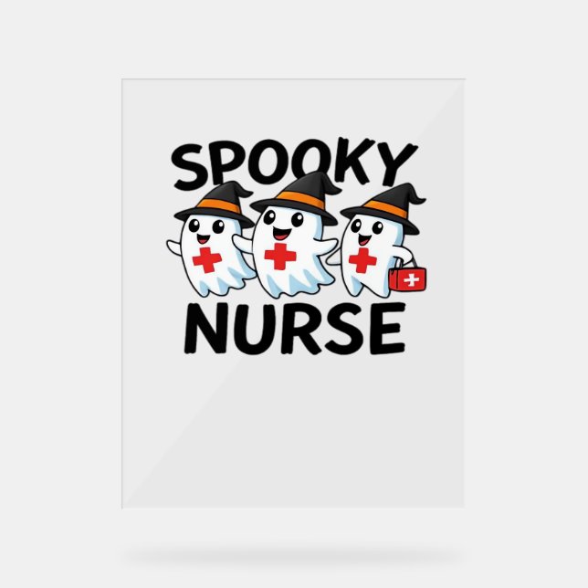 Niedliches Halloween Nurse Ghosts Cartoon Classic  Acrylschild (Vorderseite)