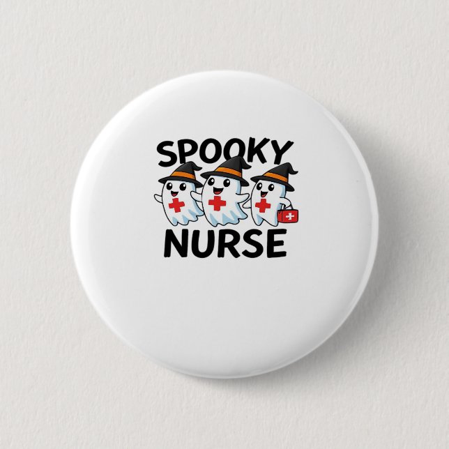 Niedliches Halloween Nurse Ghosts Cartoon Classic  Button (Vorderseite)