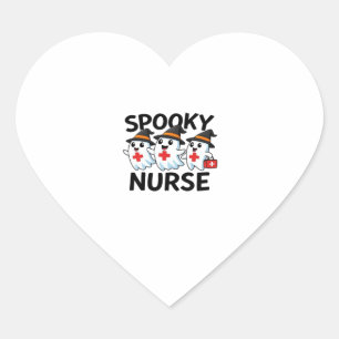 Niedliches Halloween Nurse Ghosts Cartoon Classic Herz-Aufkleber