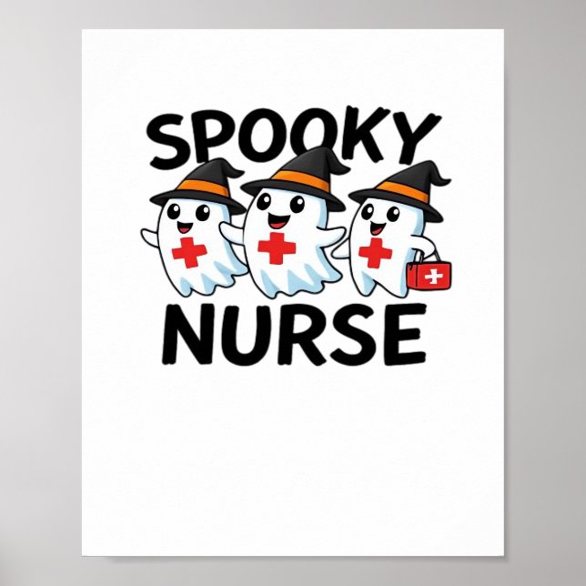 Niedliches Halloween Nurse Ghosts Cartoon Classic  Poster (Vorne)