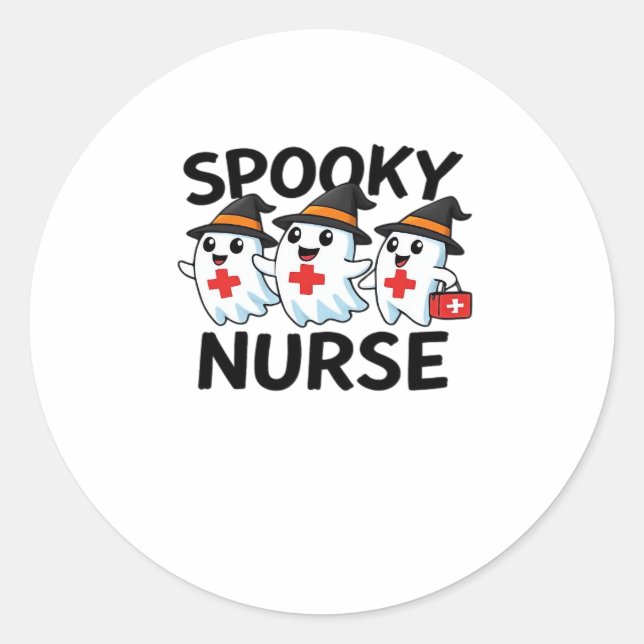 Niedliches Halloween Nurse Ghosts Cartoon Classic  Runder Aufkleber (Vorderseite)