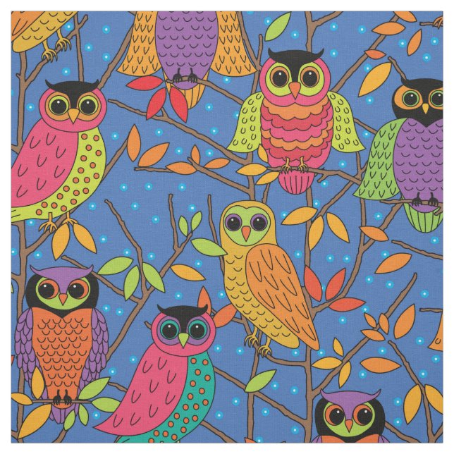 Niedliches Halloween Orange Green Blue Pattern Stoff (Muster)