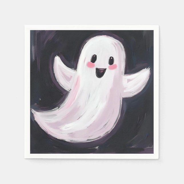 Niedliches Halloween-Party des White Ghost Serviette (Vorderseite)