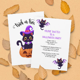Niedliches Halloween-Party für Schwarze Katzen Einladung