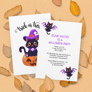 Niedliches Halloween-Party für Schwarze Katzen Einladung