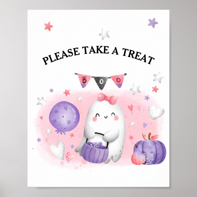 Niedliches Halloween-Party Little Boo Gefallen Zei Poster (Vorne)