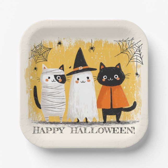 Niedliches Halloween-Party Pappteller (Vorderseite)