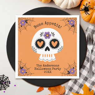 Niedliches Halloween-Party Zuckerschädel Serviette