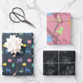 Niedliches Halloween-Print mit nahtlosem Muster. Geschenkpapier Set