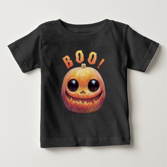 Niedliches Halloween Pumpkin Head Sprichwort Boo Baby T-shirt (Vorderseite)