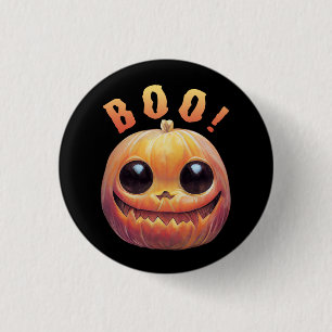 Niedliches Halloween Pumpkin Head Sprichwort Boo Button