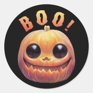 Niedliches Halloween Pumpkin Head Sprichwort Boo Runder Aufkleber