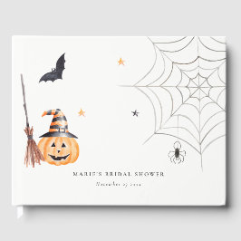 Niedliches Halloween Pumpkin Spider Web-Brautparty Gästebuch
