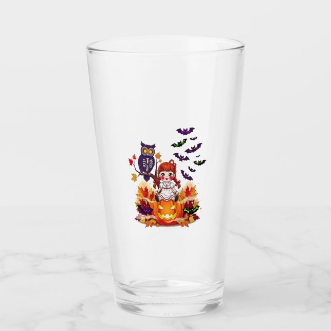 Niedliches Halloween-Puppenkuscheln Glas (Vorderseite)