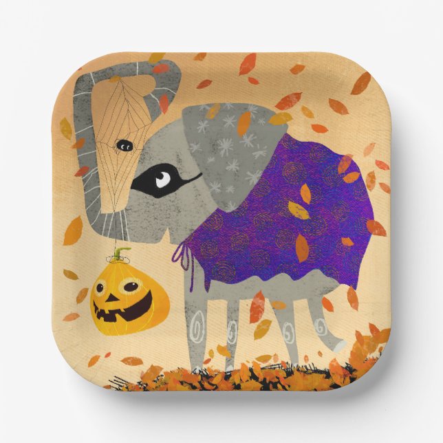 Niedliches Halloween-Quadrat-Papiertafel Pappteller (Vorderseite)