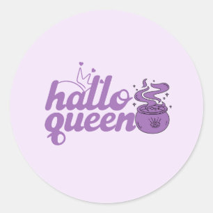 Niedliches Halloween Queen, Halloqueen, Retro Runder Aufkleber