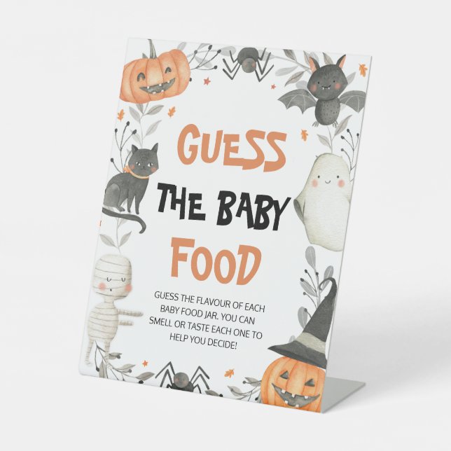 Niedliches Halloween Raten die Baby Food Baby Dusc Sockelschild (Vorderseite)
